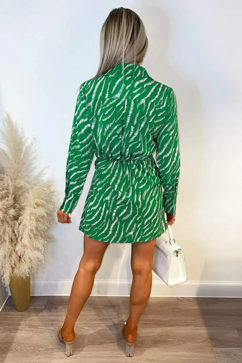 Green And White Animal Print Wrap Mini Dress sold by AX Paris product image thumbnail 5