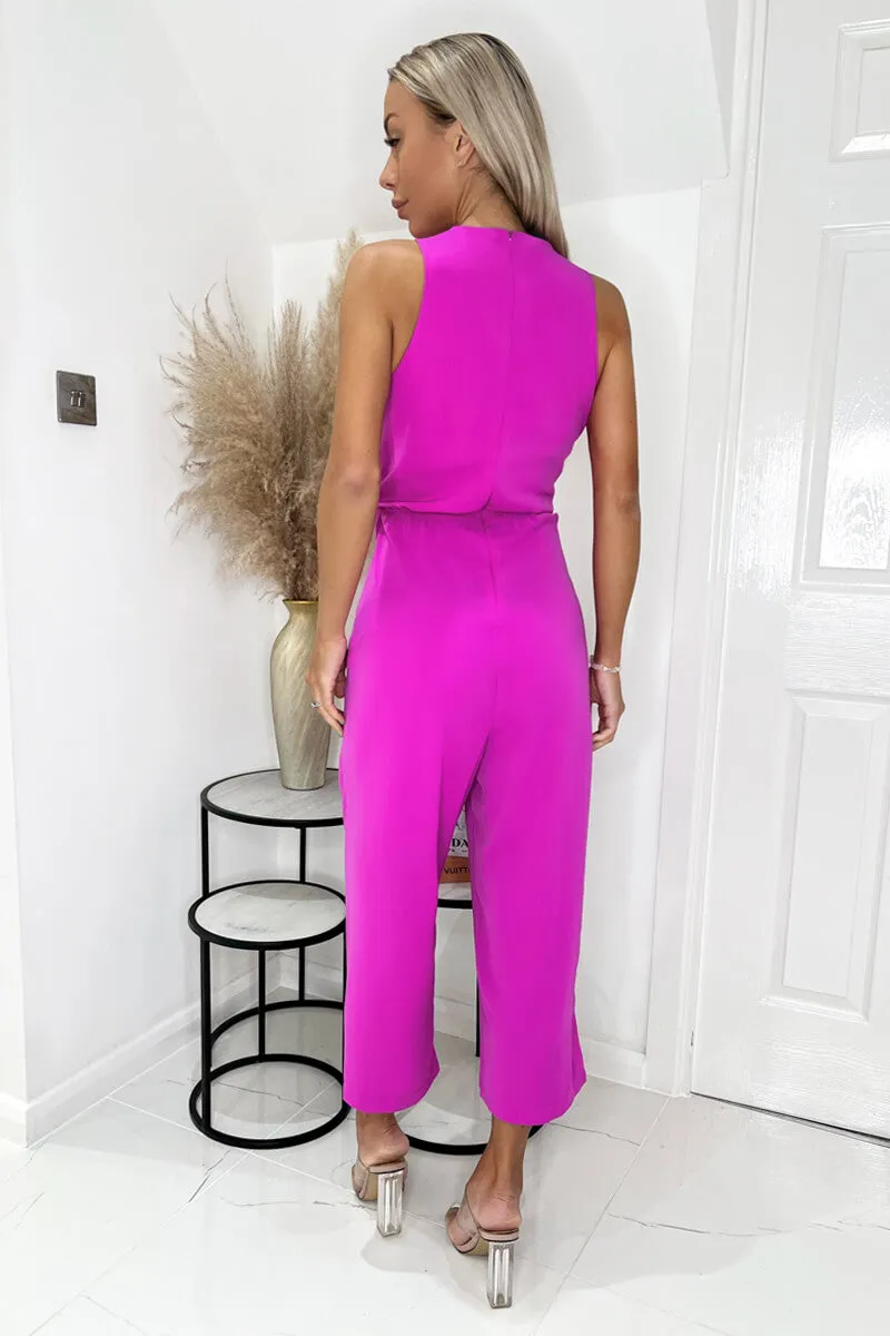 Hot Pink Sleeveless Knot Front Jumpsuit sold by AX Paris product image thumbnail 4