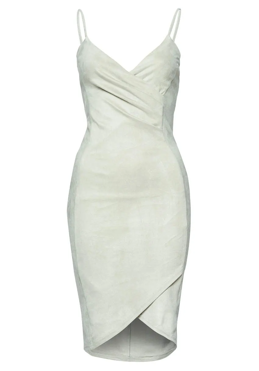 Grey Wrap Front Suede Dress sold by AX Paris product image thumbnail 4