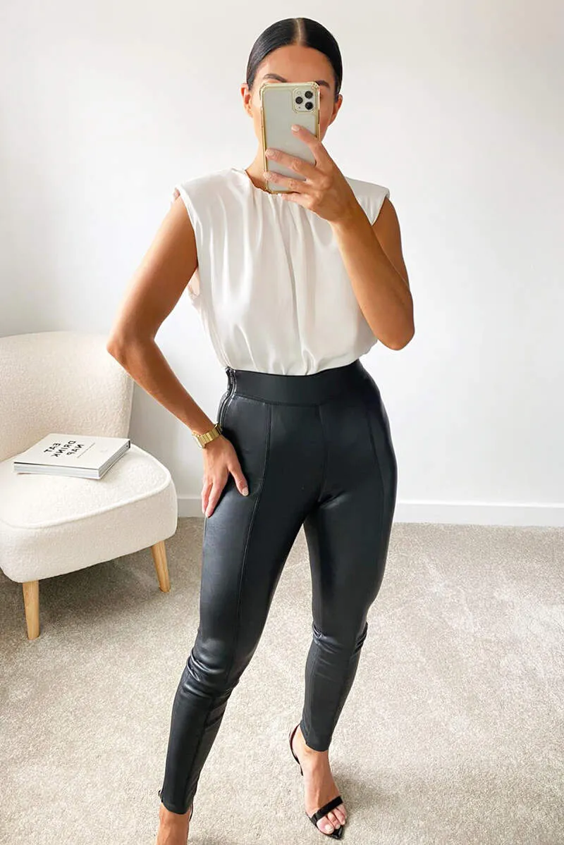 Cream Padded Shoulder Sleeveless Blouse sold by AX Paris product image thumbnail 2