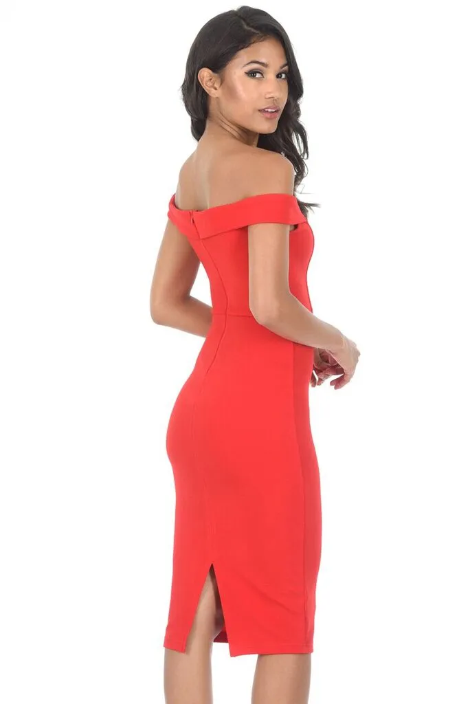Red Off The Shoulder Cut Out Midi Dress sold by AX Paris product image thumbnail 3