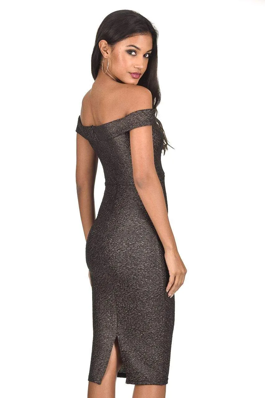Black Off The Shoulder Sparkle Midi Dress sold by AX Paris product image thumbnail 3