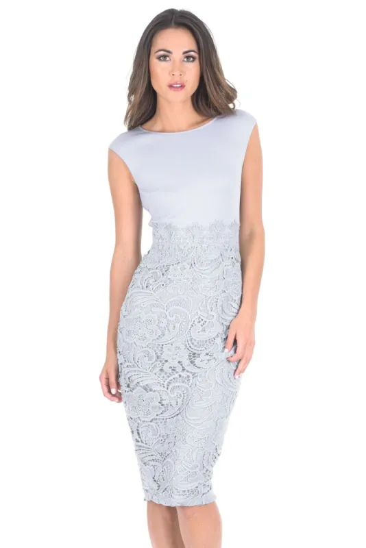 Grey Crochet Skirt Midi Dress sold by AX Paris