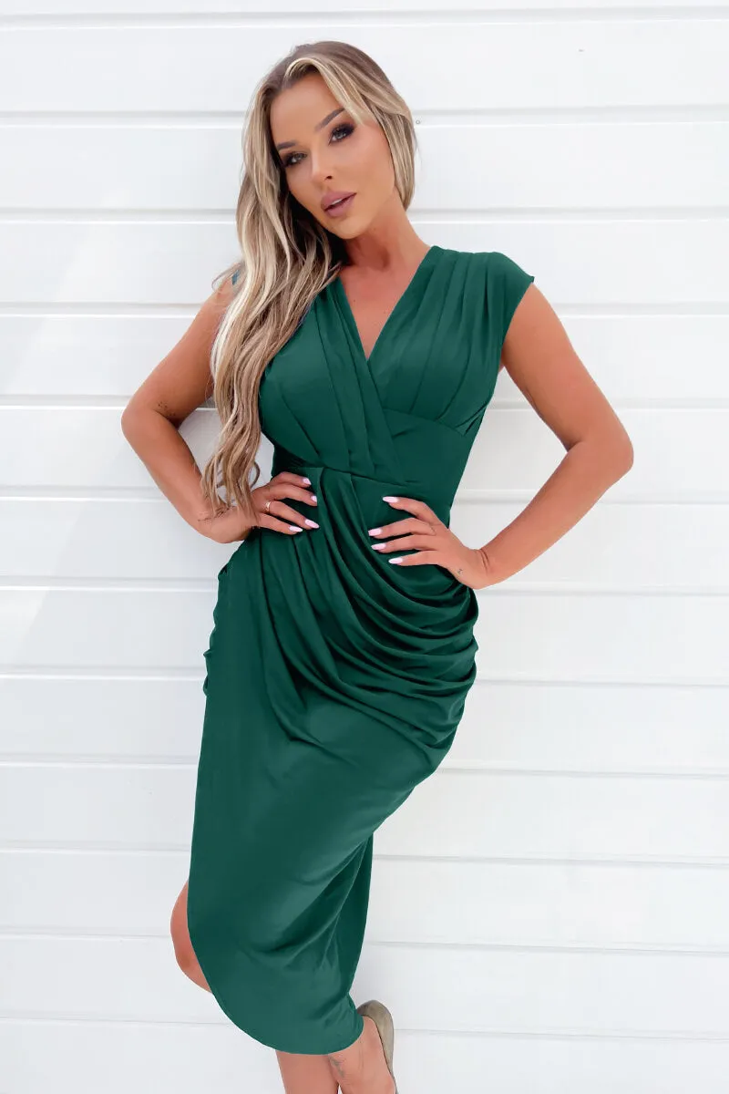Teal Wrap Draped Midi Dress sold by AX Paris product image thumbnail 3
