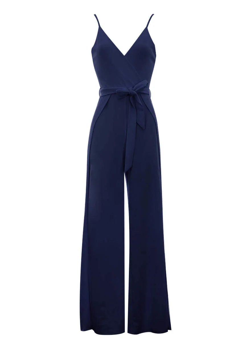 Navy Wide Leg Thigh Split Jumpsuit sold by AX Paris product image thumbnail 4