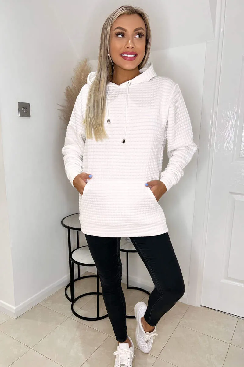 Cream Quilted Hoodie sold by AX Paris product image thumbnail 2