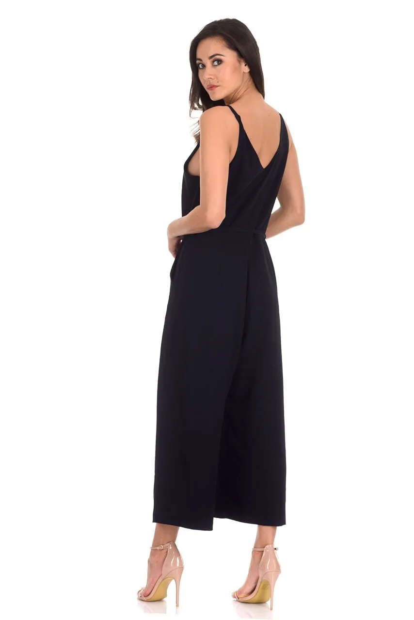 Navy V-Neck Culotte Jumpsuit sold by AX Paris product image thumbnail 3