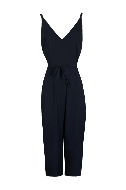 Navy V-Neck Culotte Jumpsuit sold by AX Paris product image thumbnail 4