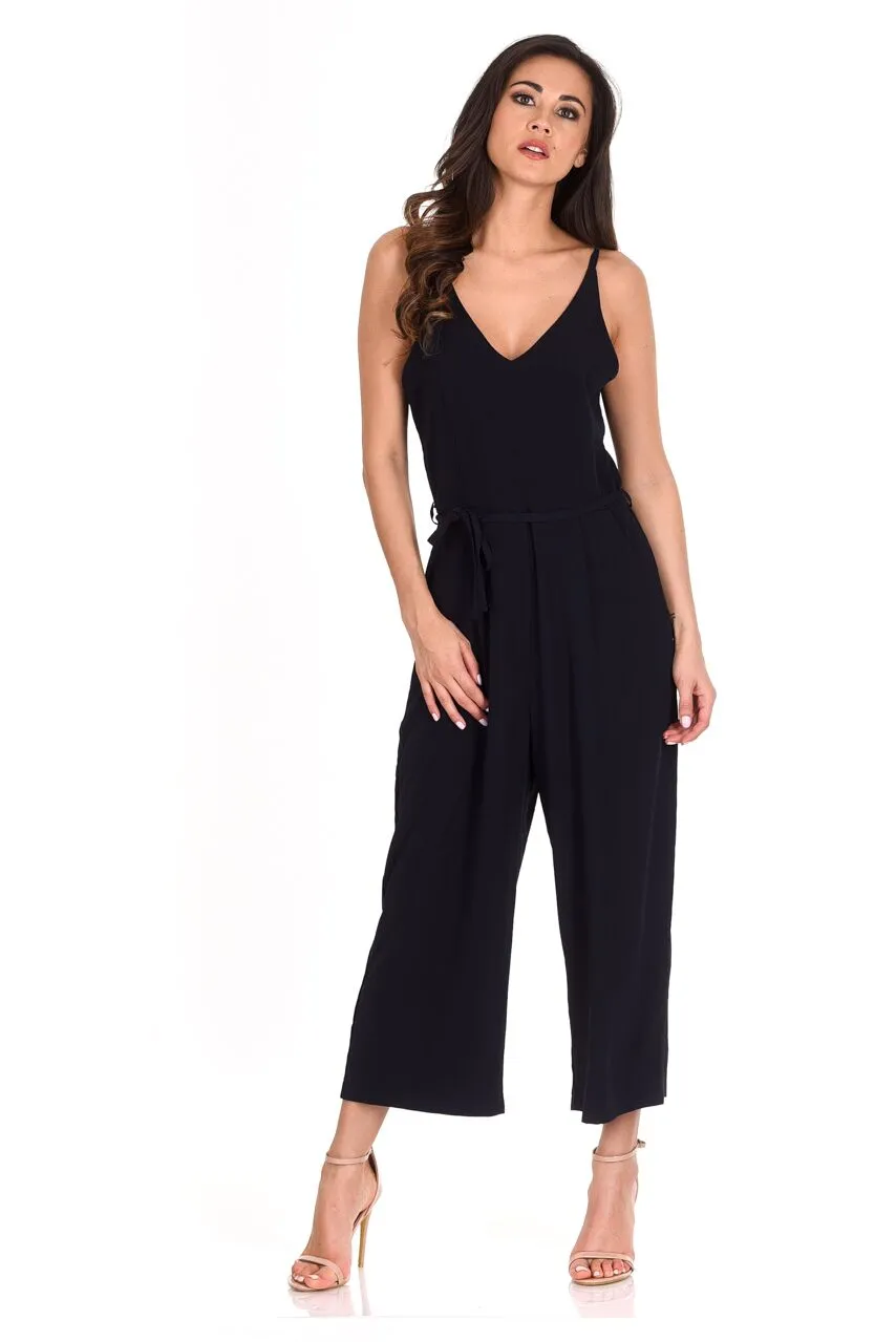 Navy V-Neck Culotte Jumpsuit sold by AX Paris