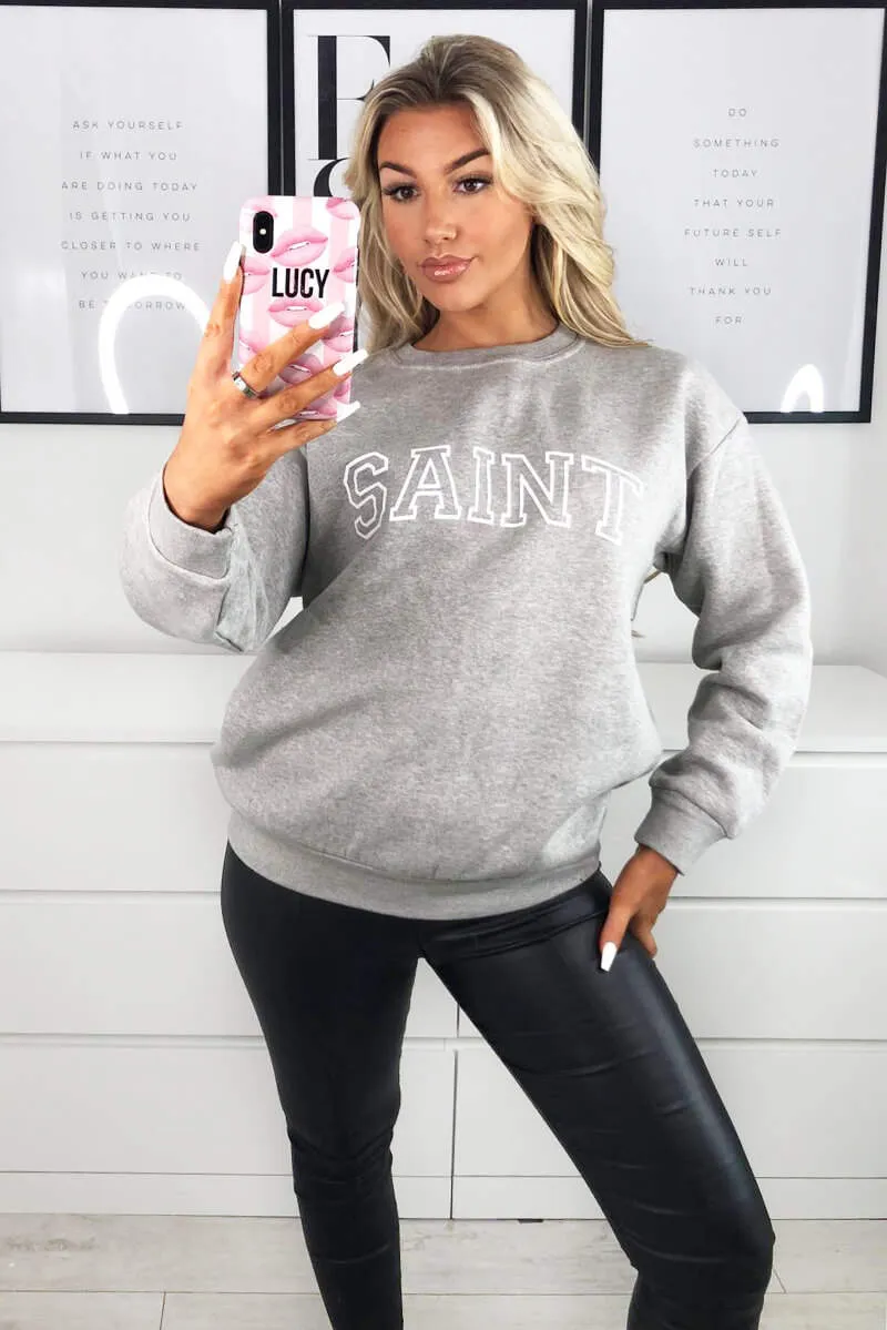 Grey Saint Sweatshirt sold by AX Paris product image thumbnail 2
