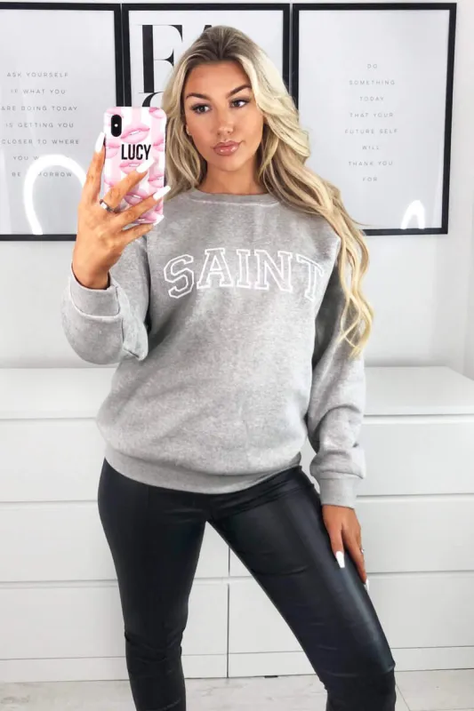 Grey Saint Sweatshirt sold by AX Paris