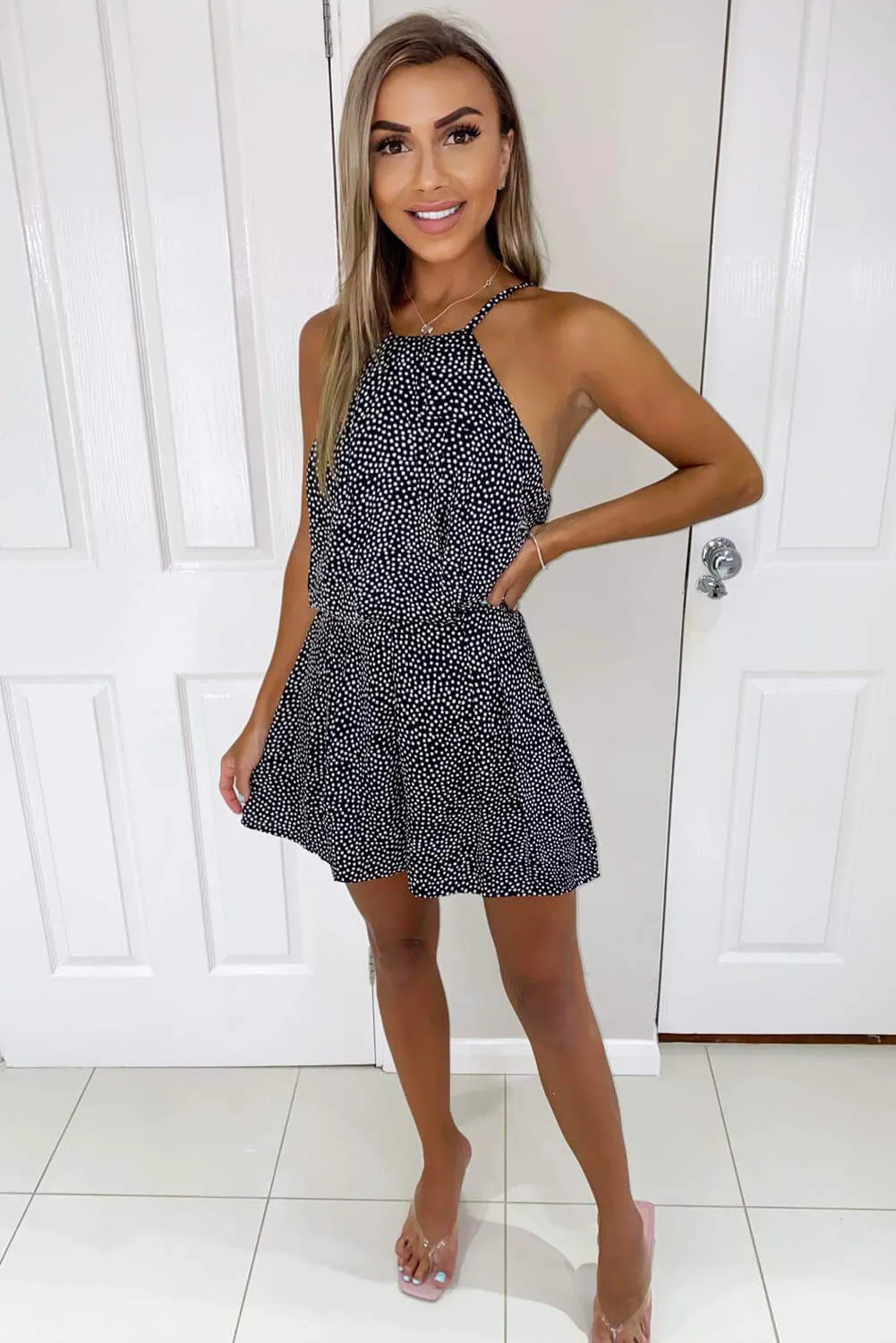 Black Spotty Playsuit sold by AX Paris product image thumbnail 2