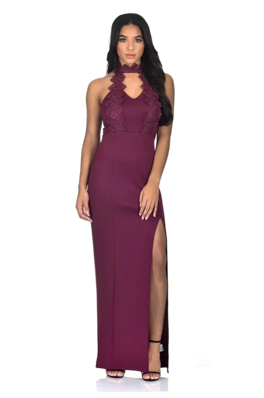 Plum Lace Maxi Dress sold by AX Paris