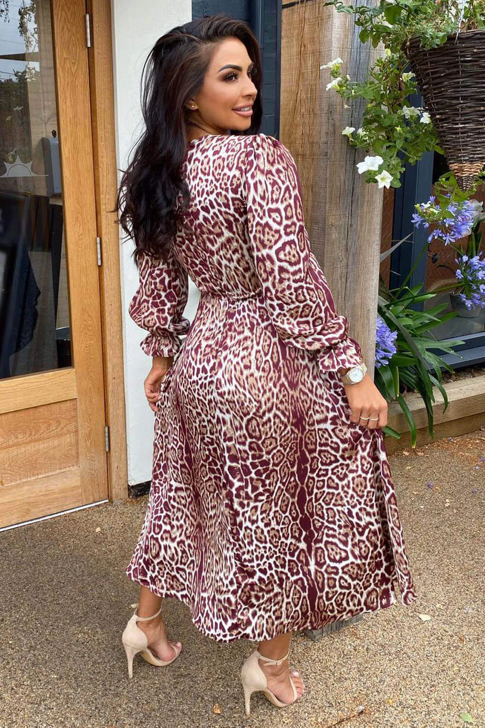 Plum Printed Wrap Midi Dress sold by AX Paris product image thumbnail 5