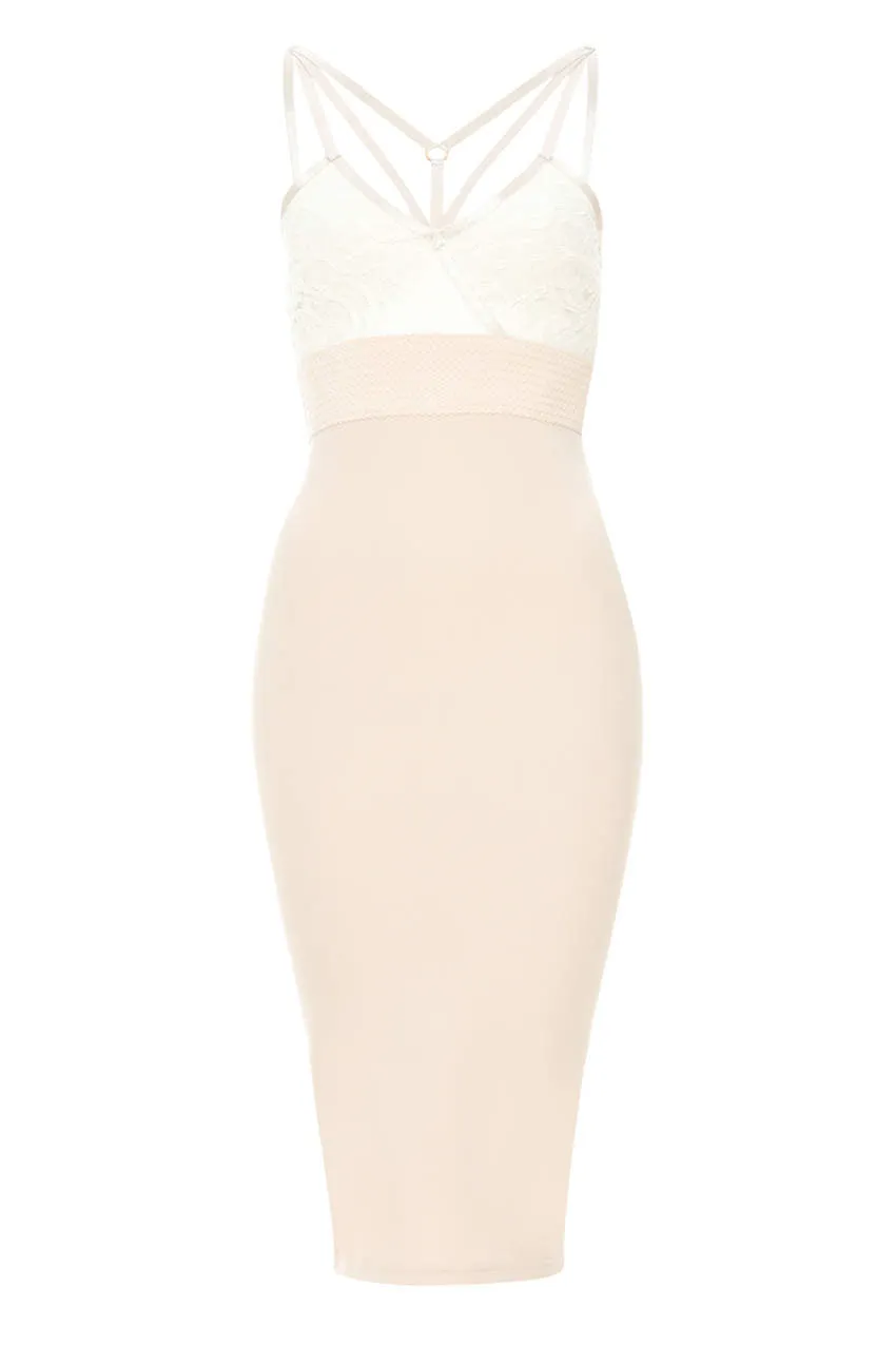 Contrast Bodycon Midi Dress With Lace Detail sold by AX Paris product image thumbnail 4