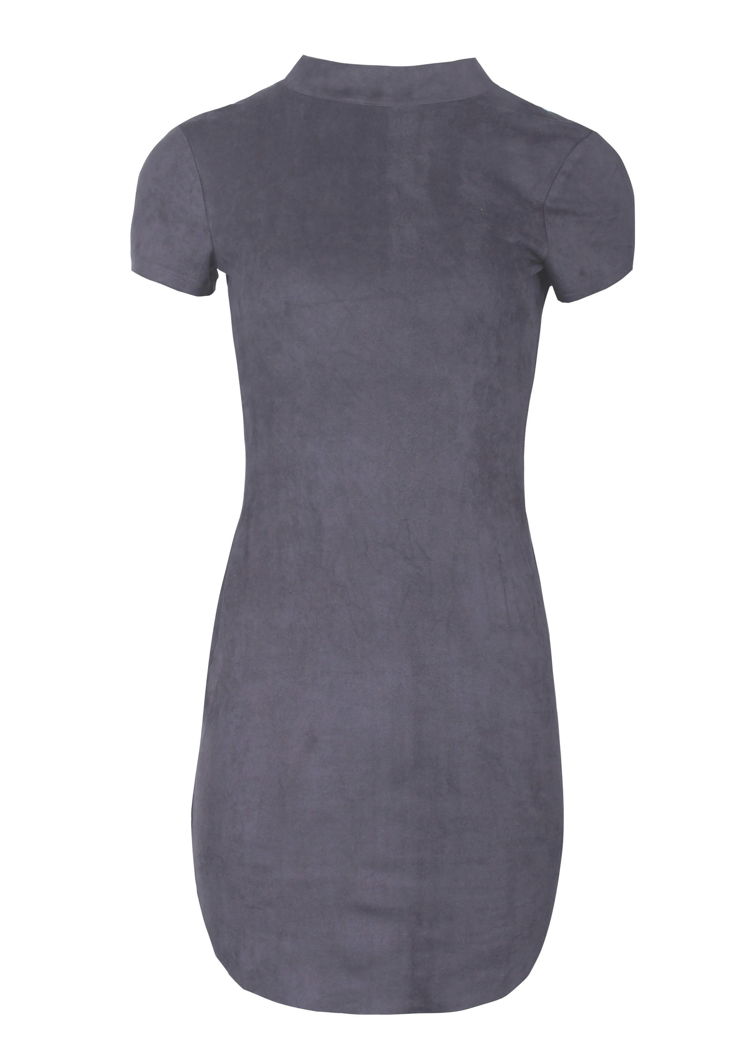 Dark Grey Faux Suede Mini Dress With High Neck sold by AX Paris product image thumbnail 4
