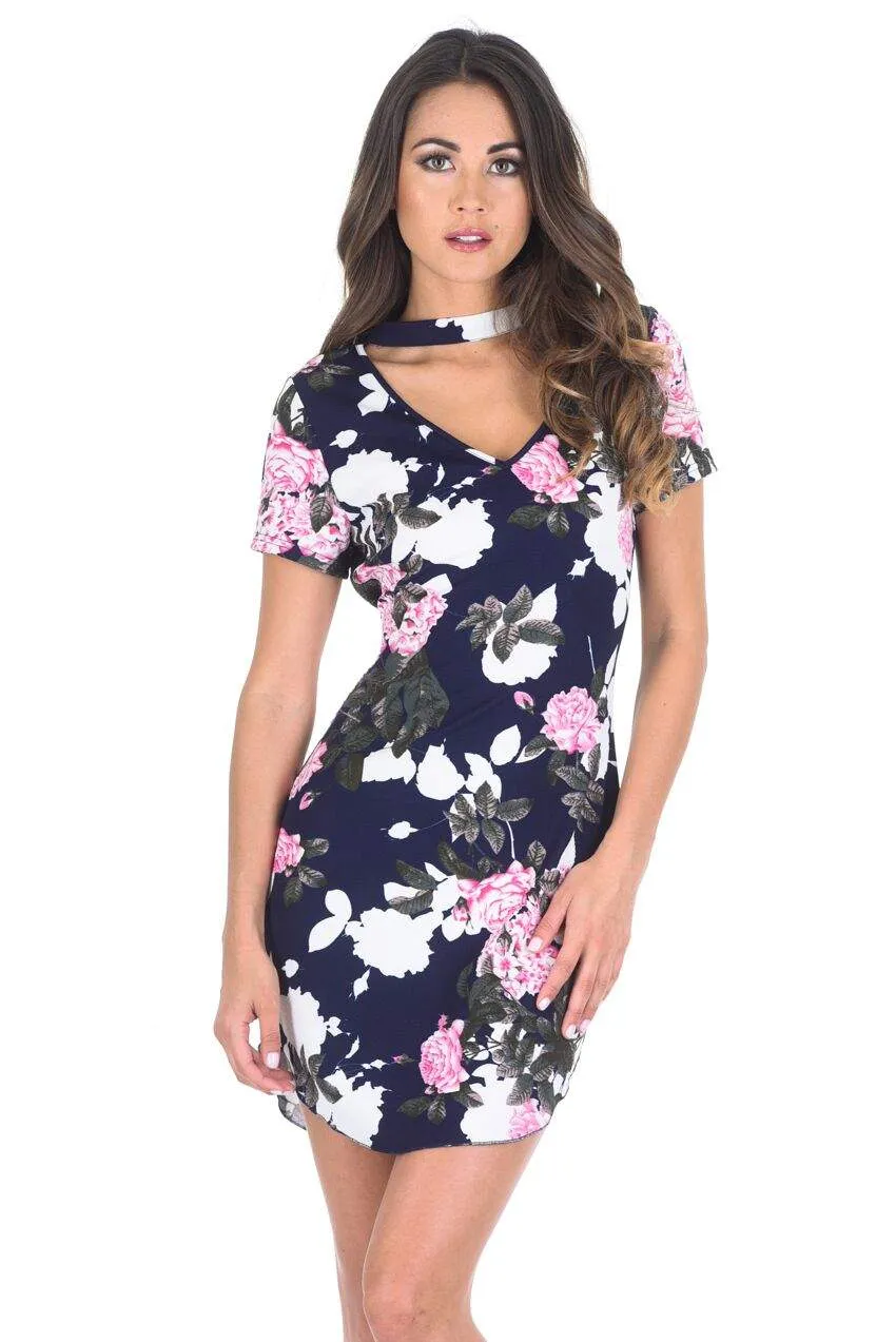 Bodycon Mini Navy Floral Dress sold by AX Paris