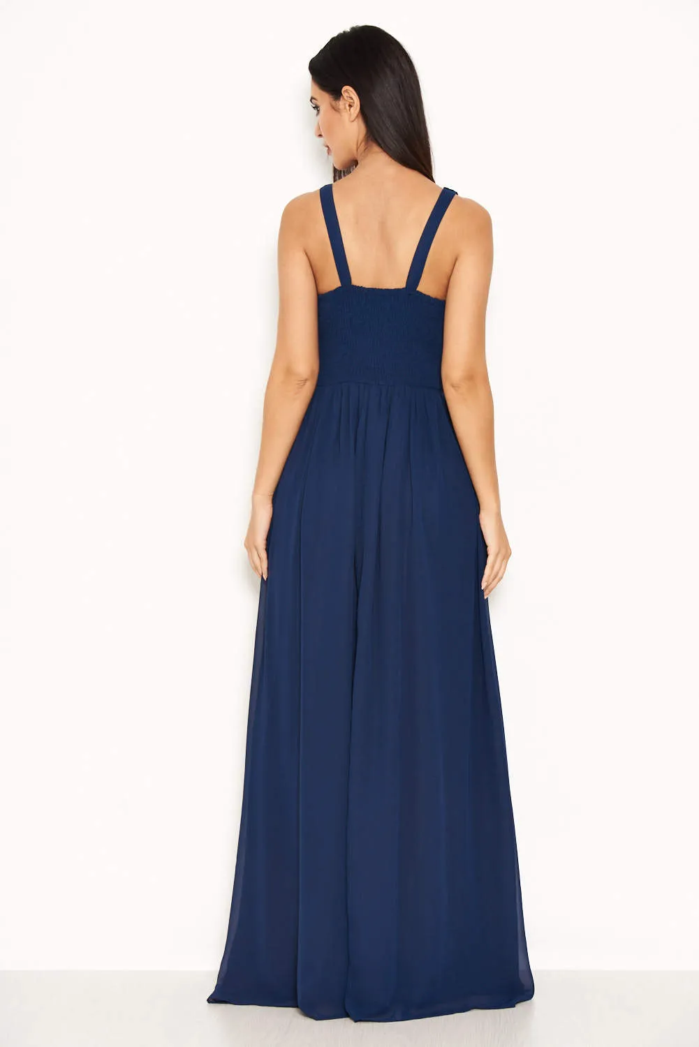 Navy Lace Detail V Neck Maxi Dress sold by AX Paris product image thumbnail 3