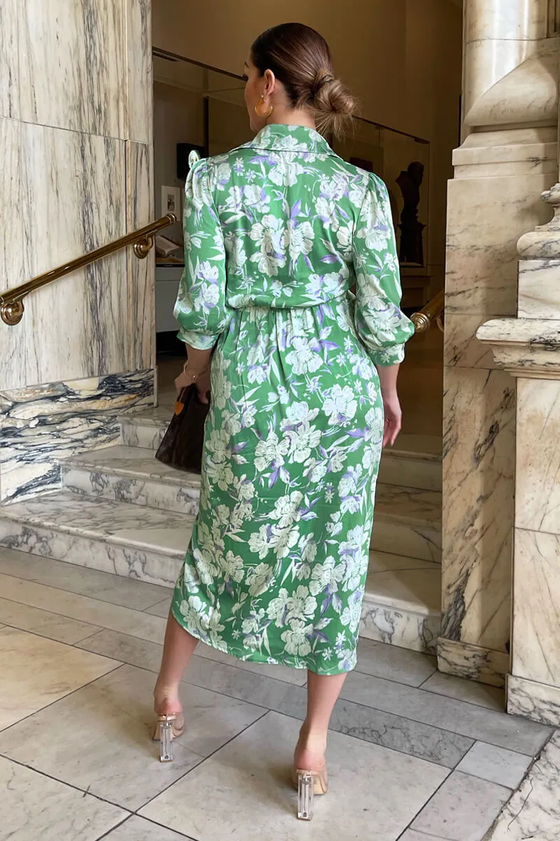 Green Floral Wrap Shirt Midi Dress sold by AX Paris product image thumbnail 4