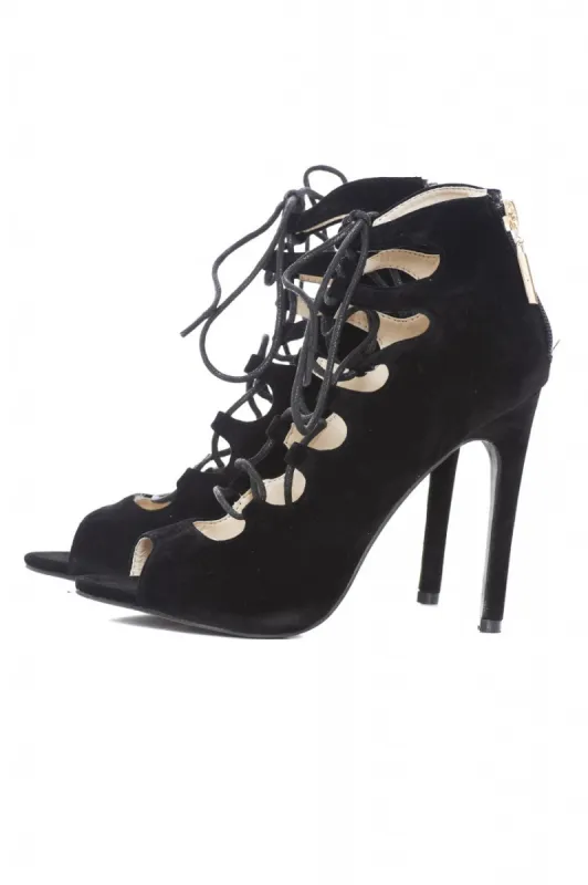 Peep Toe Lace Up Heels sold by AX Paris
