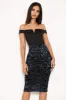 Black Bardot Midi Dress With Sequin Skirt sold by AX Paris