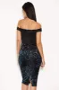 Black Bardot Midi Dress With Sequin Skirt sold by AX Paris