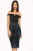 Black Bardot Midi Dress With Sequin Skirt sold by AX Paris