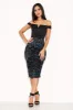 Black Bardot Midi Dress With Sequin Skirt sold by AX Paris