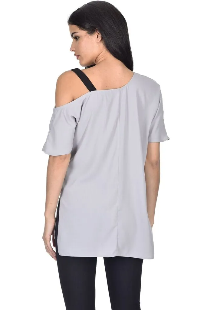 Grey Asymmetric Top sold by AX Paris product image thumbnail 3