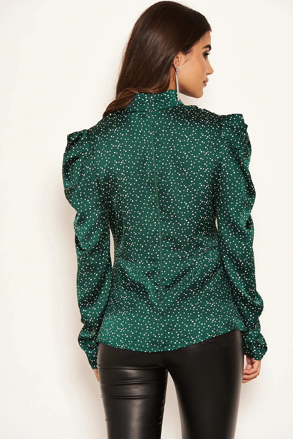 Green Spotty Puff Sleeve Top sold by AX Paris product image thumbnail 4