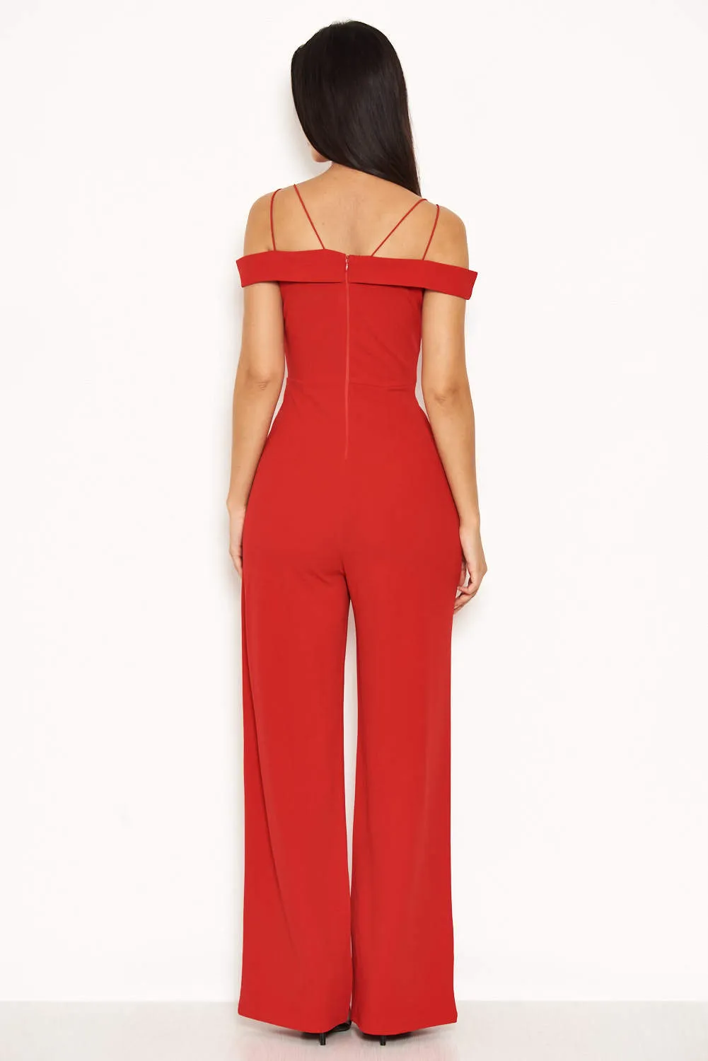 Red Strappy Off The Shoulder Jumpsuit sold by AX Paris product image thumbnail 3
