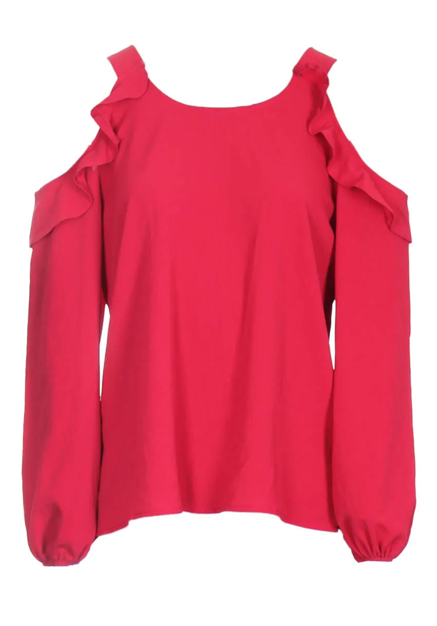 Red Cold Shoulder Frill Detailed Top sold by AX Paris product image thumbnail 4