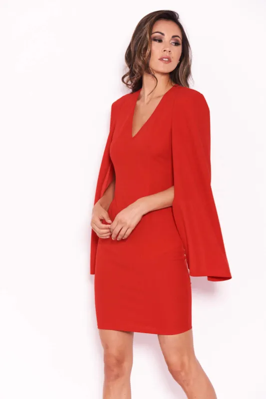 Red Split Sleeve Mini Dress sold by AX Paris