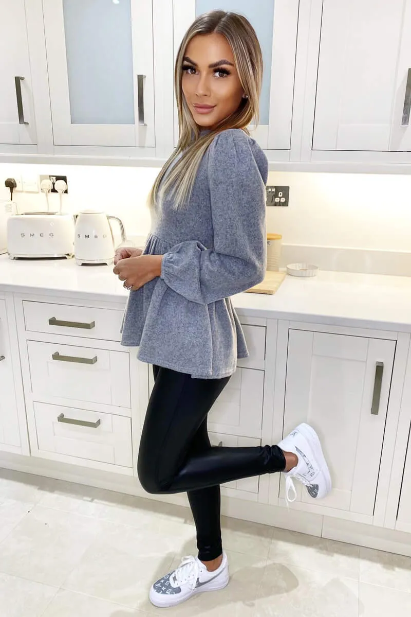 Grey Soft Touch Peplum Top sold by AX Paris product image thumbnail 3