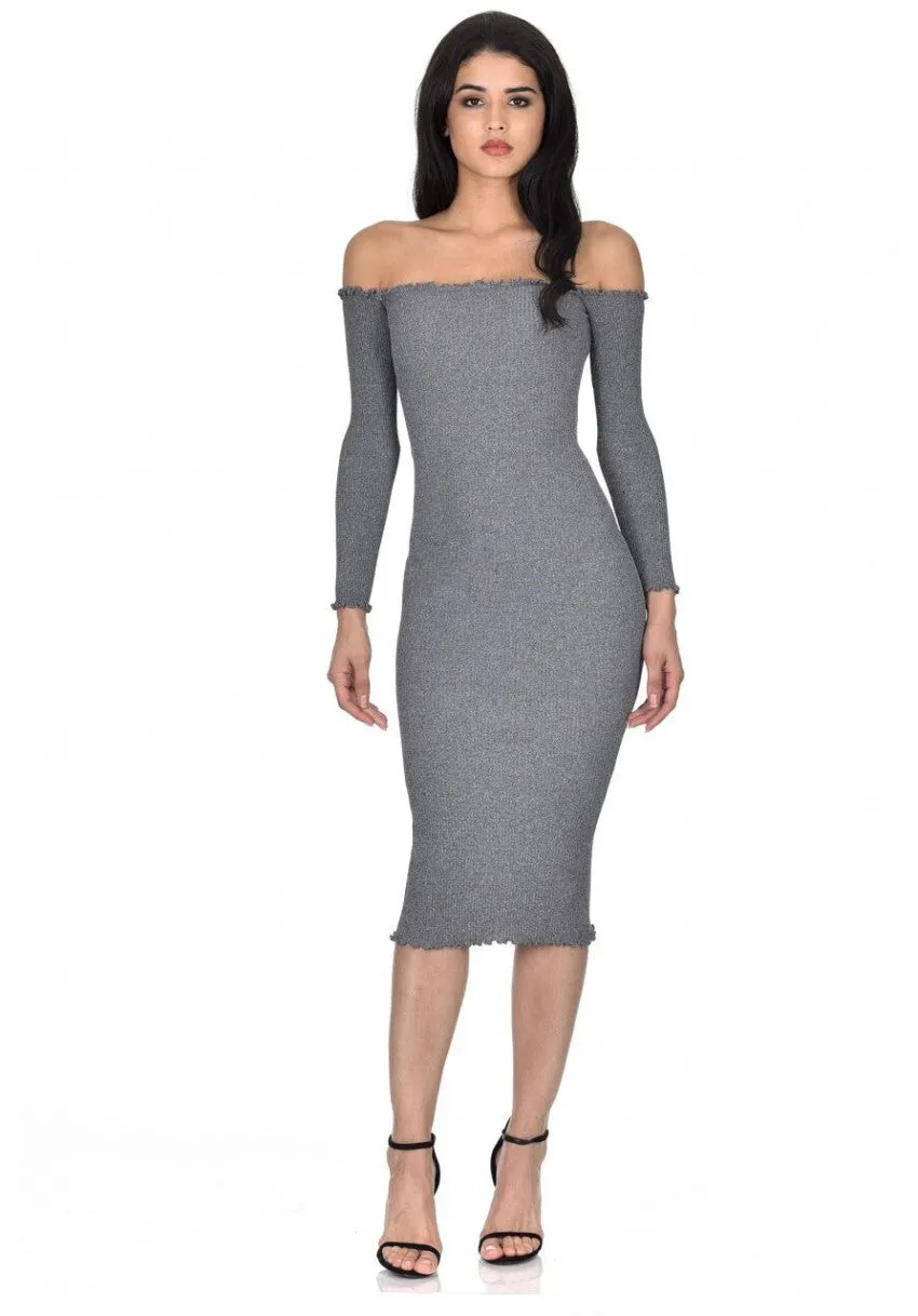 Grey Ribbed Midi Dress sold by AX Paris product image thumbnail 2