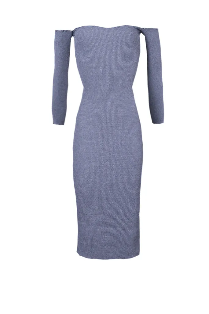 Grey Ribbed Midi Dress sold by AX Paris product image thumbnail 4