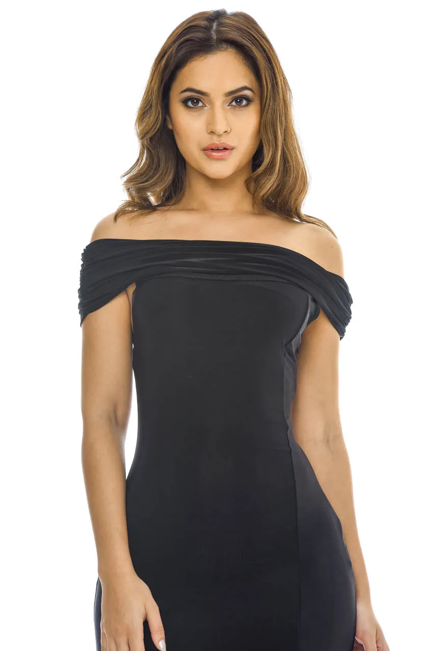 Black Off The Shoulder Slinky Maxi Dress sold by AX Paris product image thumbnail 2