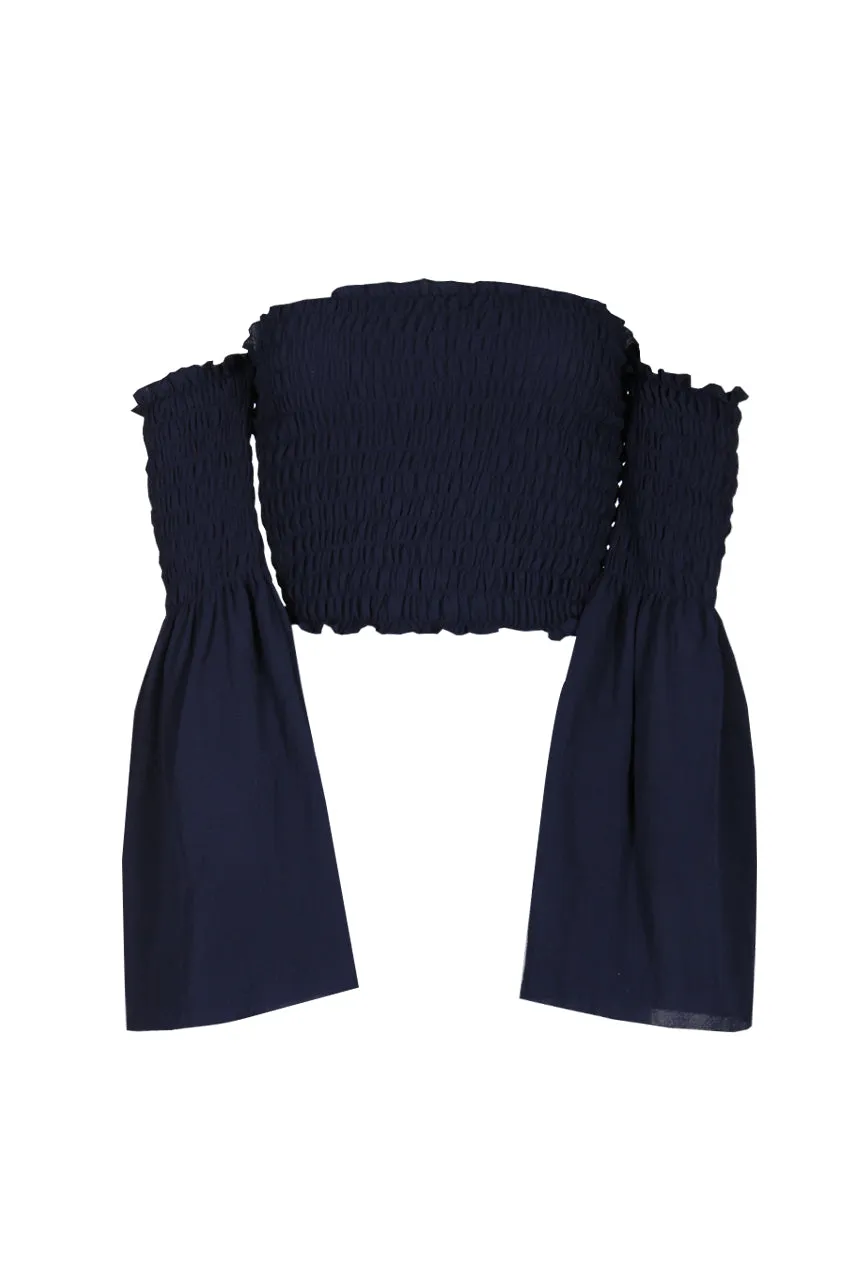 Navy Crop Flare Sleeve Top sold by AX Paris product image thumbnail 4