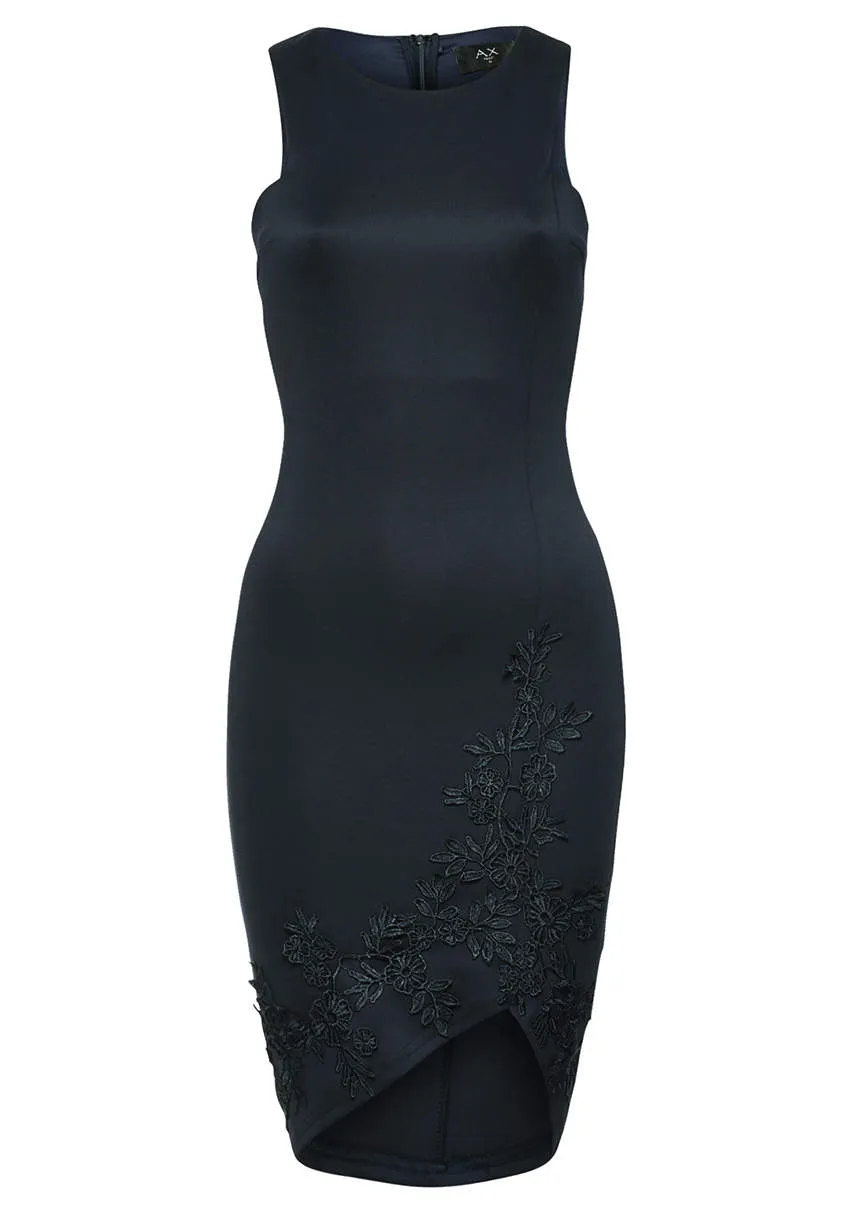 Navy Bodycon Dress With Lace Hem sold by AX Paris product image thumbnail 4