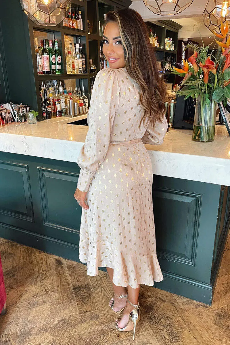 Champagne Wrap Long Sleeve Midi Dress sold by AX Paris product image thumbnail 4