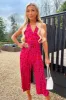 Pink And Red Floral Printed Tie Front Jumpsuit sold by AX Paris