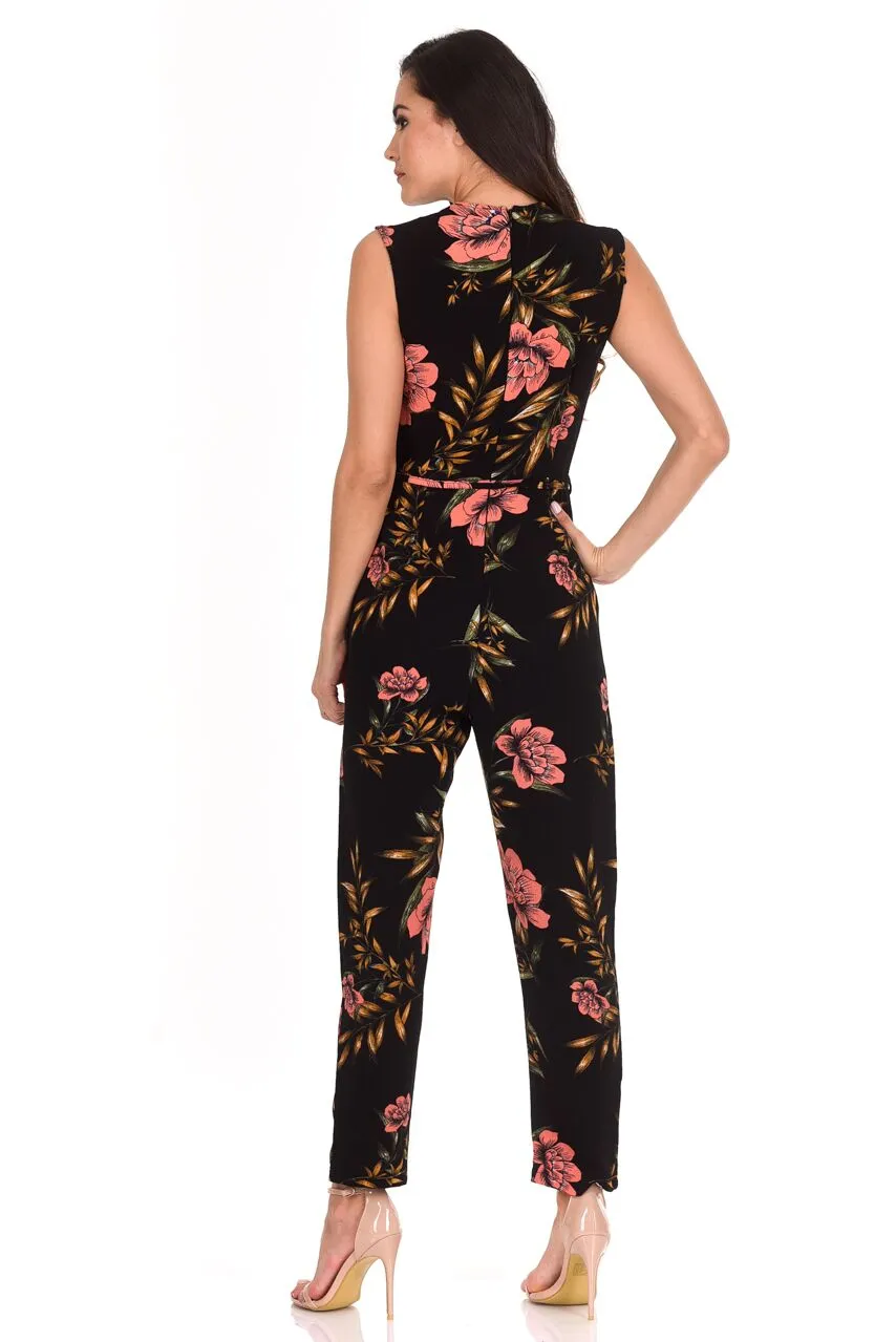Black V-Neck Floral Print Jumpsuit sold by AX Paris product image thumbnail 3
