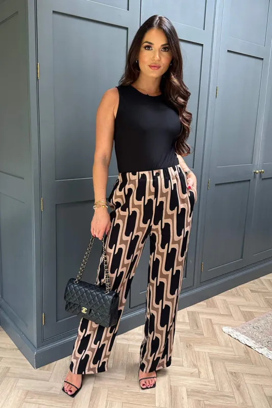 Multi Printed Geometric Trousers sold by AX Paris