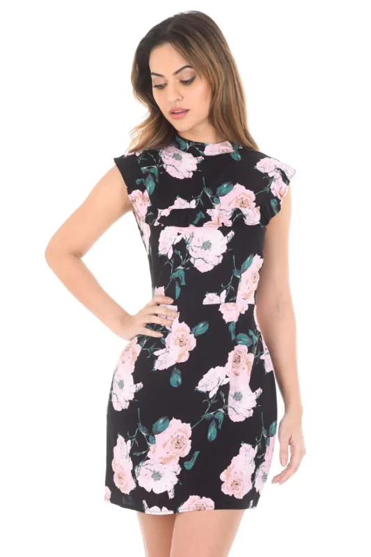 Black Sleeveless Frill Front Mini Dress sold by AX Paris