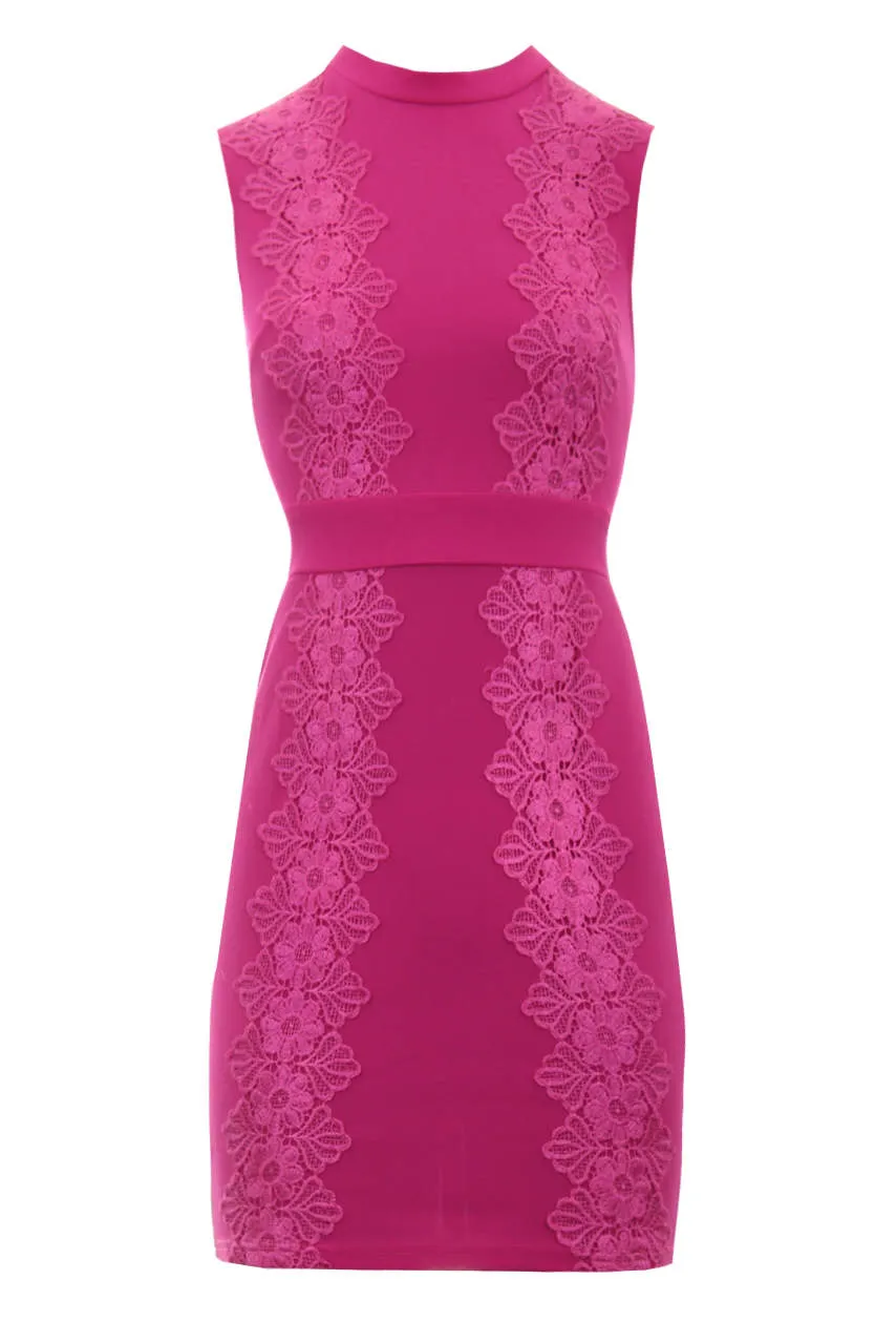 Cerise Crochet Detail High Neck Midi Dress sold by AX Paris product image thumbnail 4
