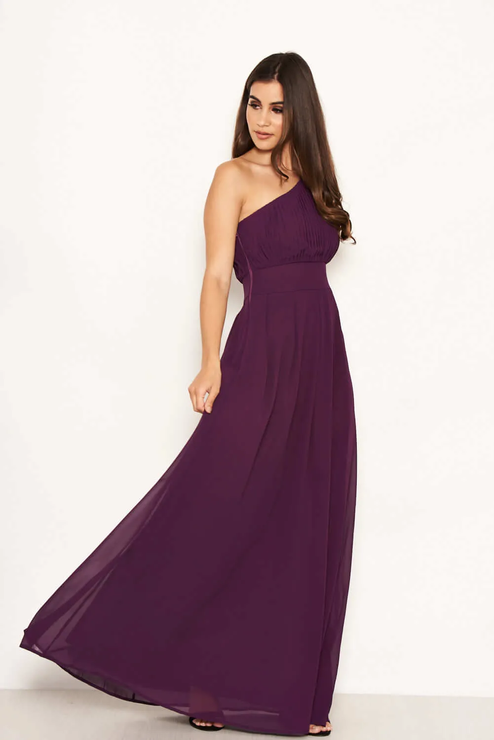 Plum One Shoulder Maxi Dress sold by AX Paris product image thumbnail 4