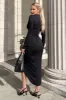 Black Long Sleeve Wrap Midi Dress sold by AX Paris