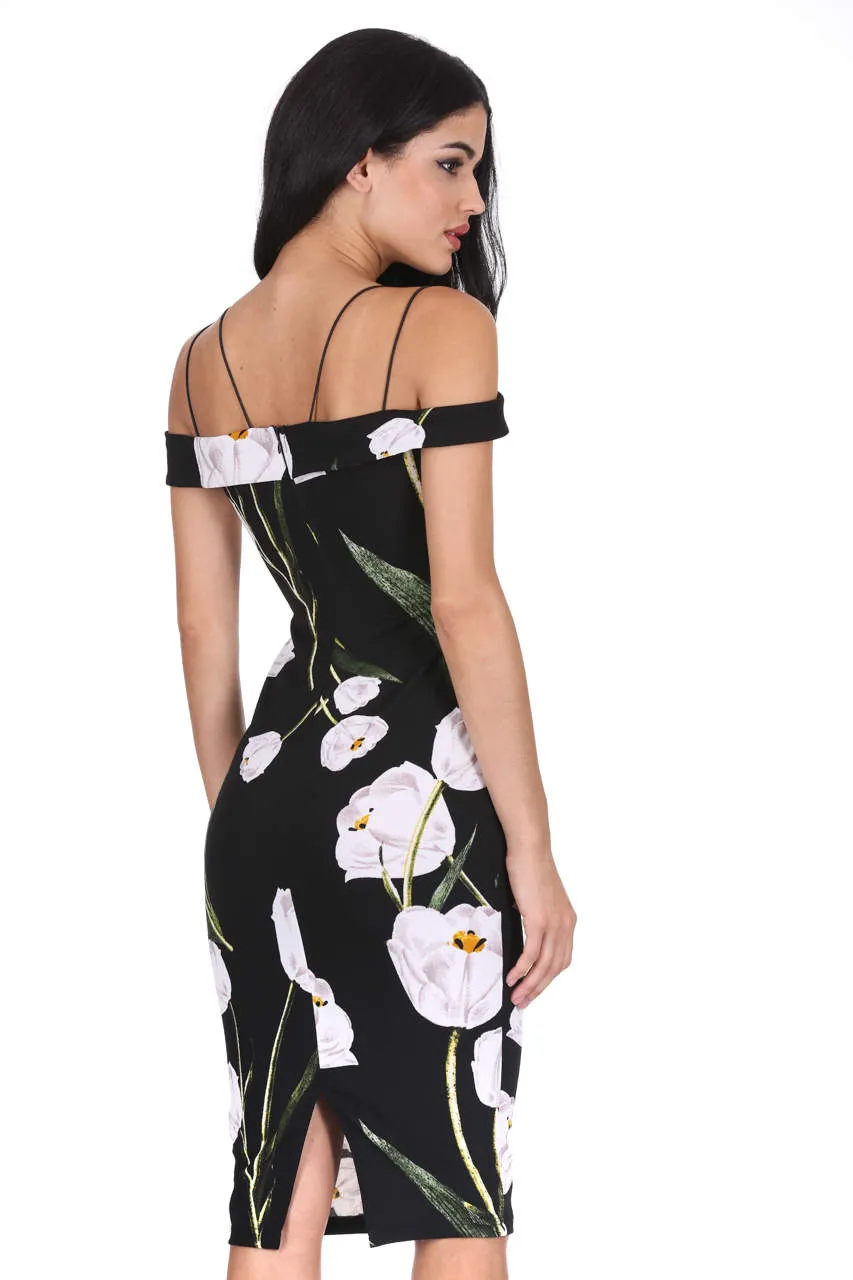 Black Floral Off The Shoulder Midi Dress sold by AX Paris product image thumbnail 3
