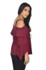 Wine Off The Shoulder Frill Top sold by AX Paris