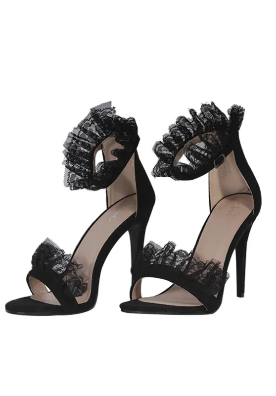 Black Lace Detail Stiletto Heels sold by AX Paris